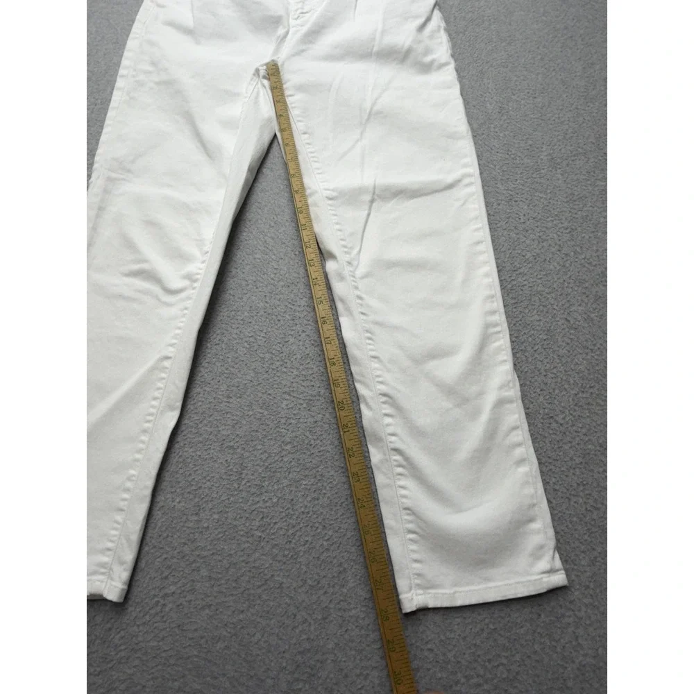 Eileen Fisher Straight Jeans Womens 10 White Organic Cotton Mid Rise‎ Stretch